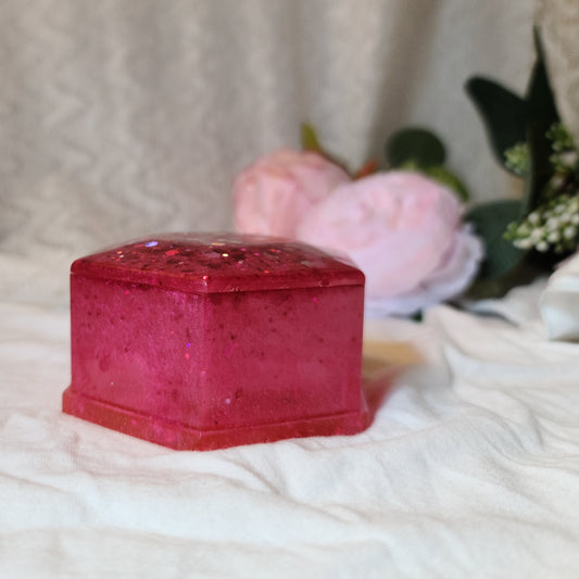 Pink Glitter Resin Jewelry Box, Small Trinket Box