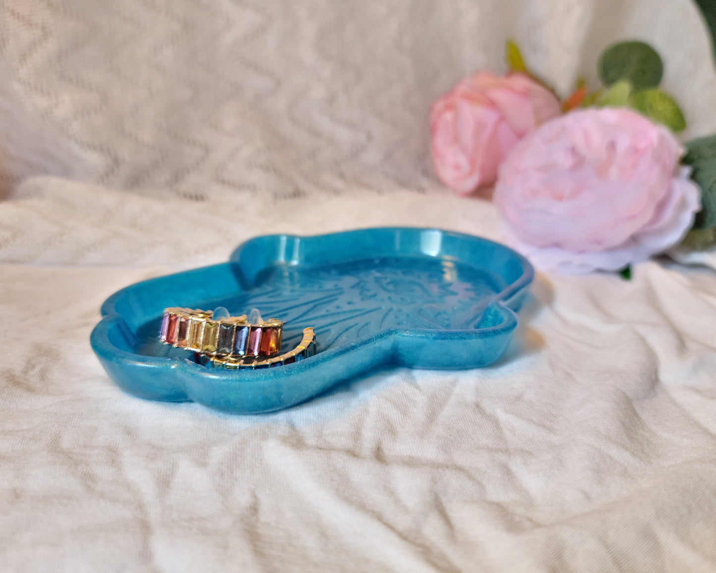 Blue Hamsa Hand Resin Trinket Tray, Jewelry Tray