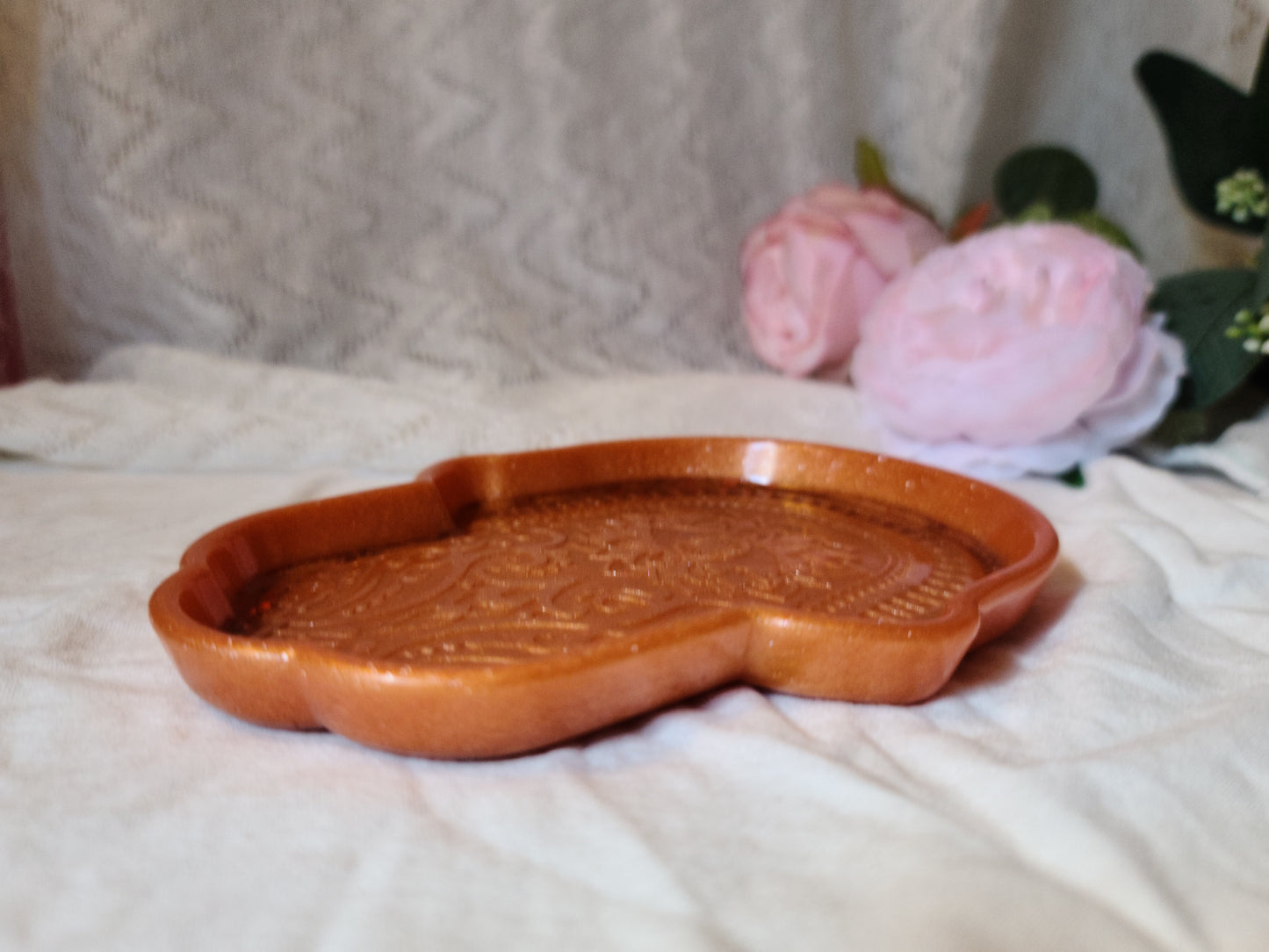 Orange Hamsa Hand Resin Trinket Tray