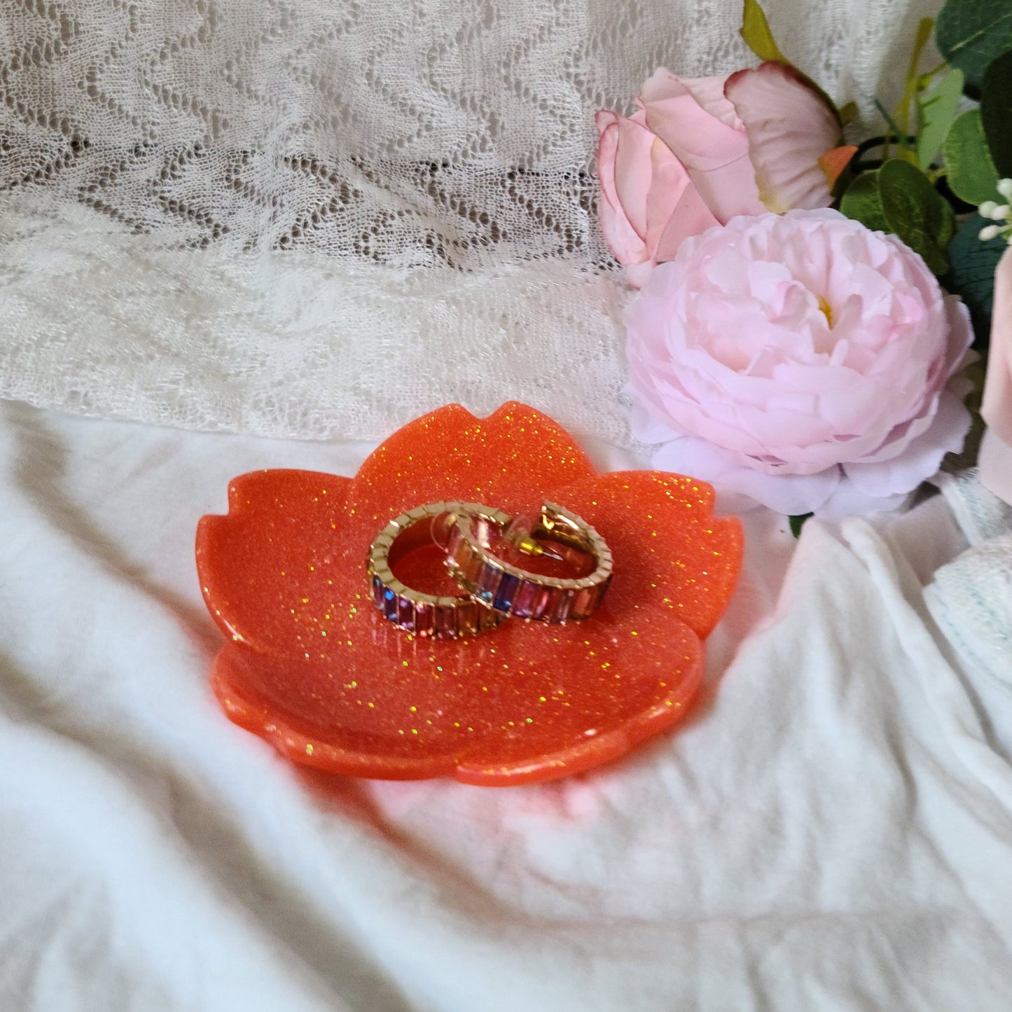 Orange Resin Trinket Tray, Jewelry Tray