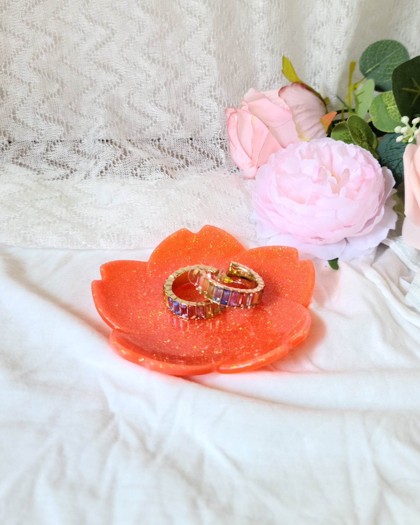 Orange Resin Trinket Tray, Jewelry Tray