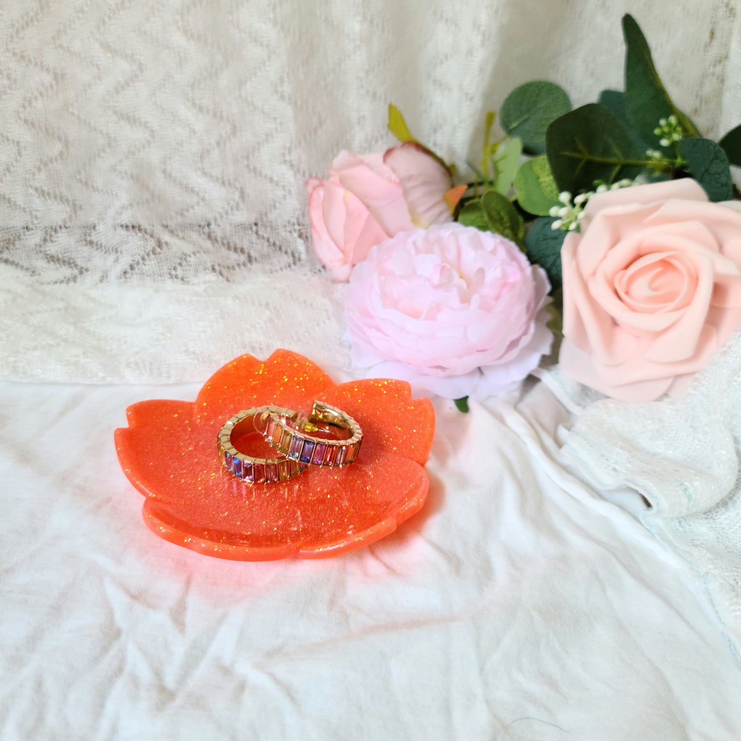 Orange Resin Trinket Tray, Jewelry Tray