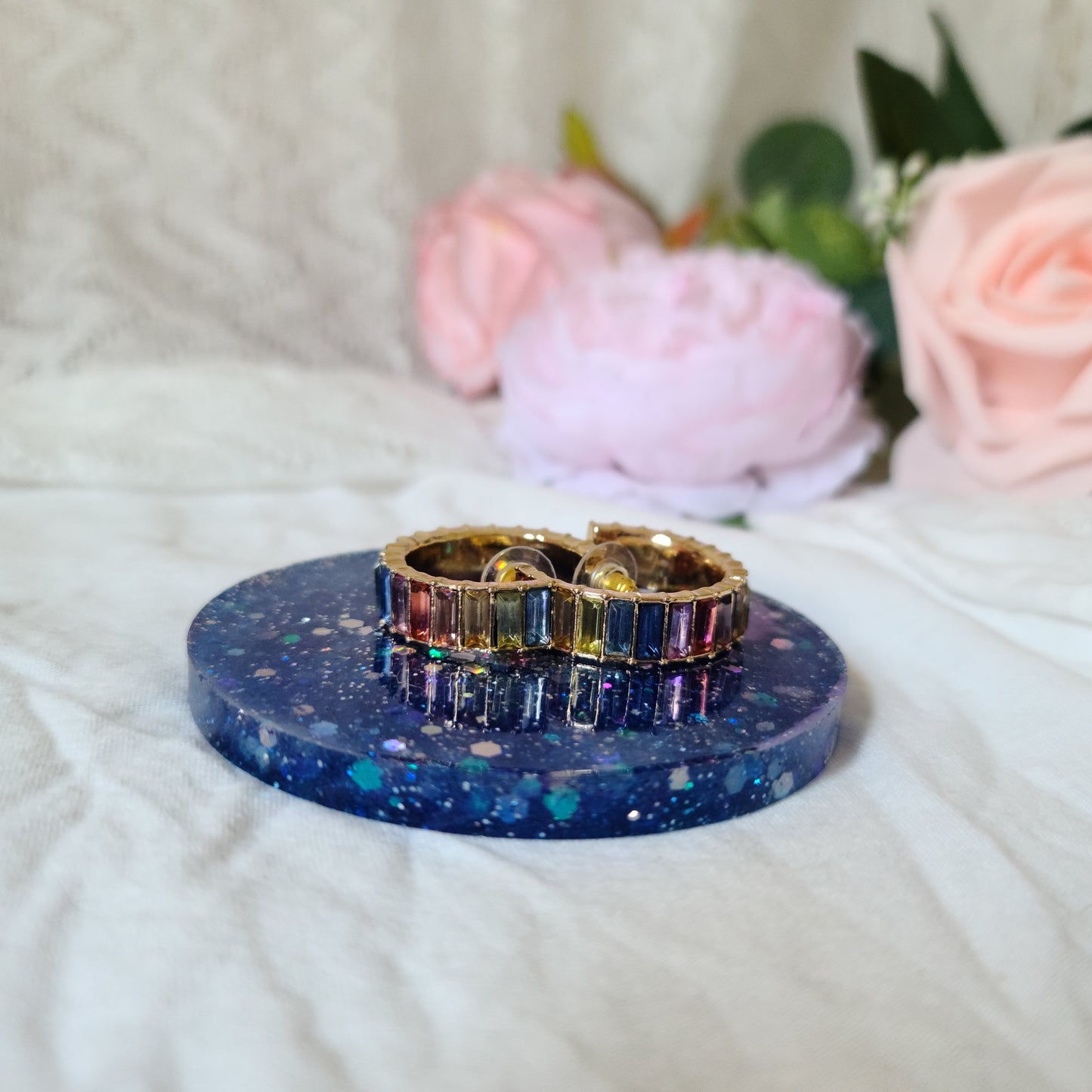 Blue Glitter Resin Trinket Tray, Resin Coaster