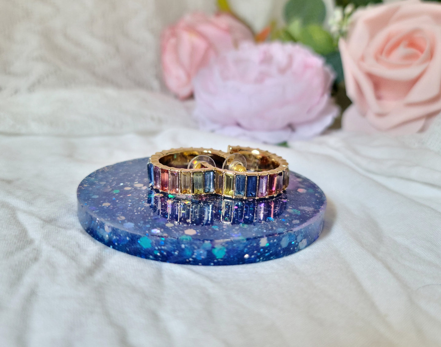 Blue Glitter Resin Trinket Tray, Resin Coaster