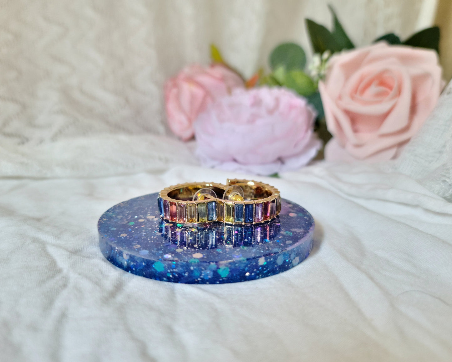 Blue Glitter Resin Trinket Tray, Resin Coaster