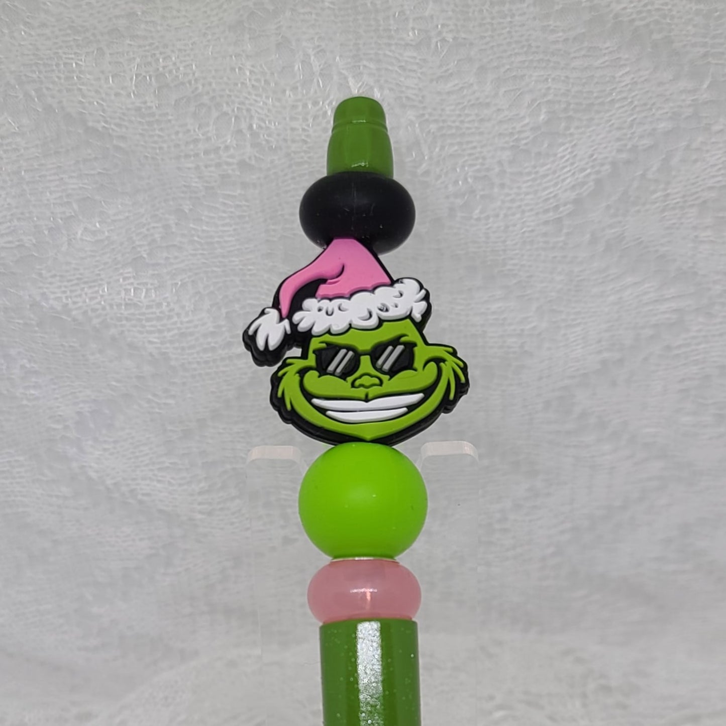 Grinch with the Pink Hat Beaded Pen