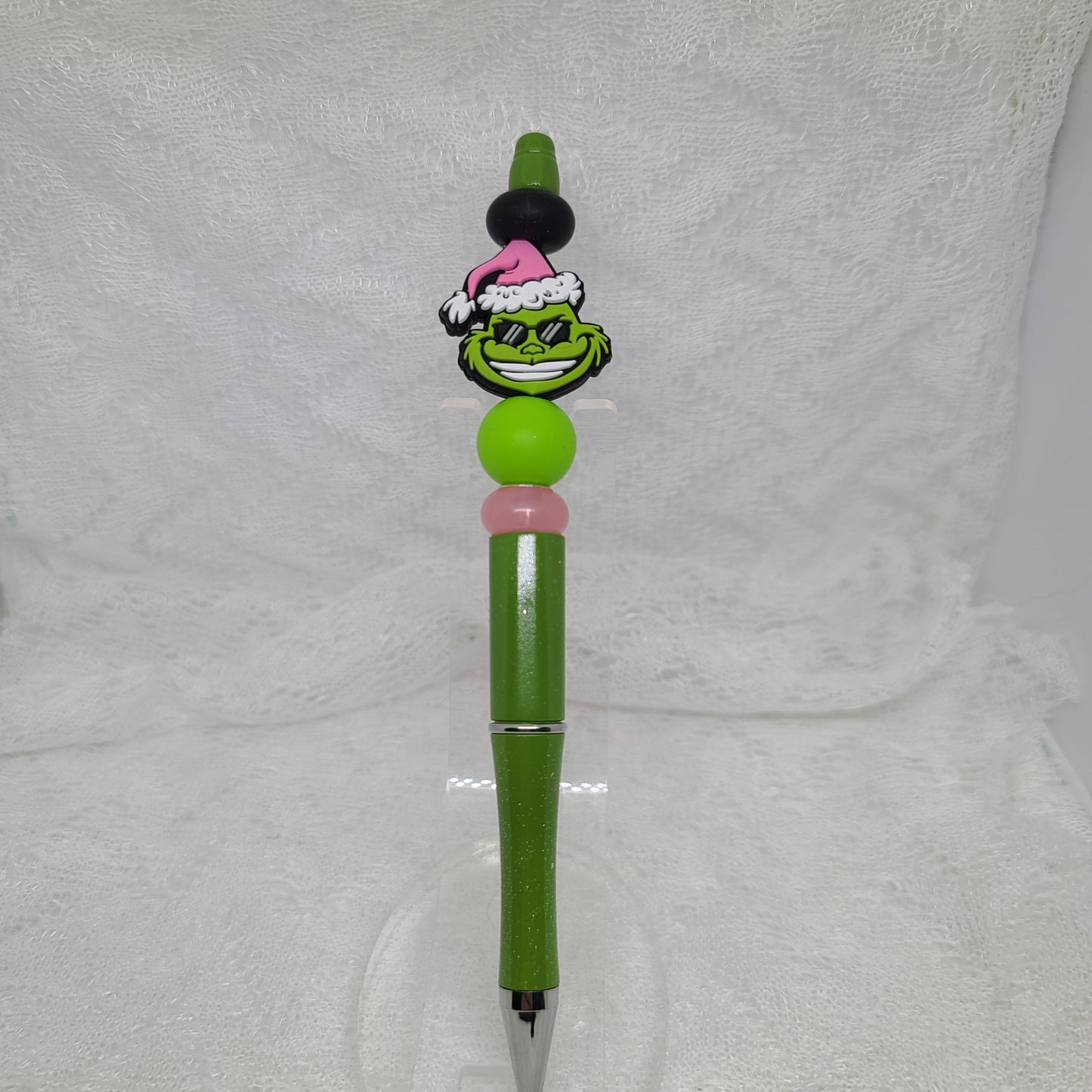 Grinch with the Pink Hat Beaded Pen