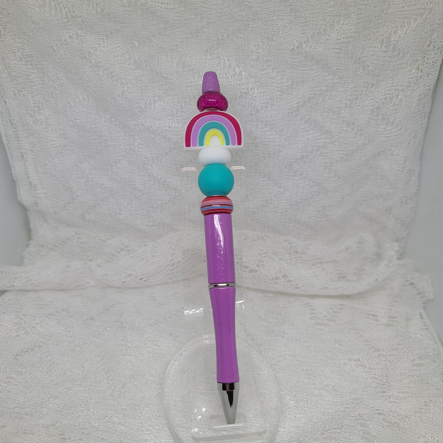 Purple Rainbow Beaded Pen