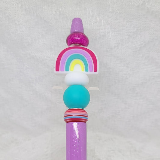 Purple Rainbow Beaded Pen