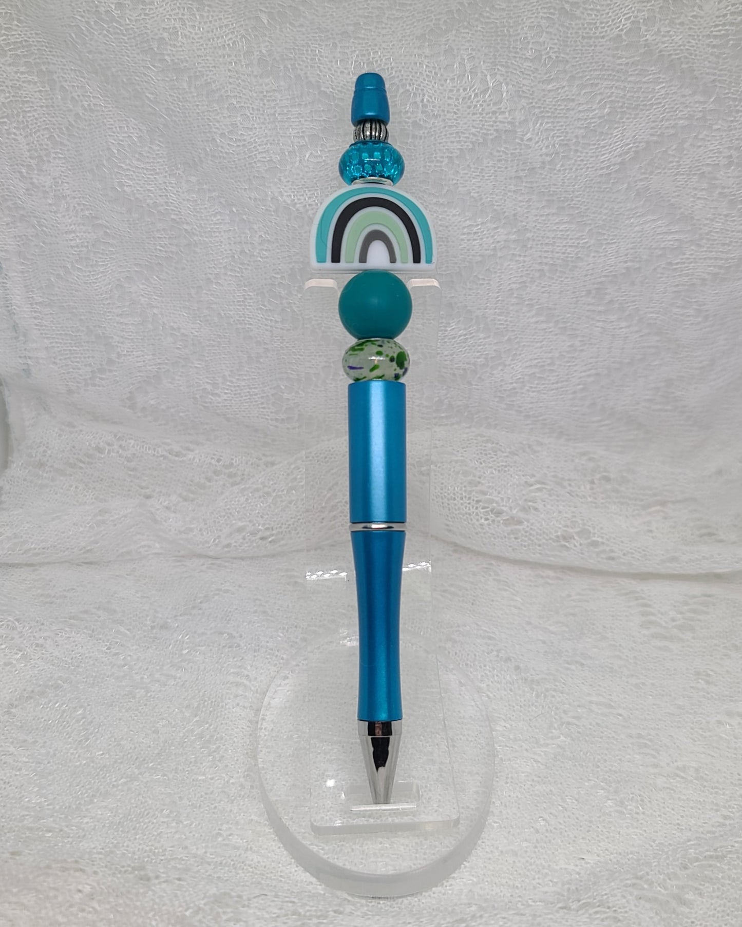 Blue Rainbow Beaded Pen