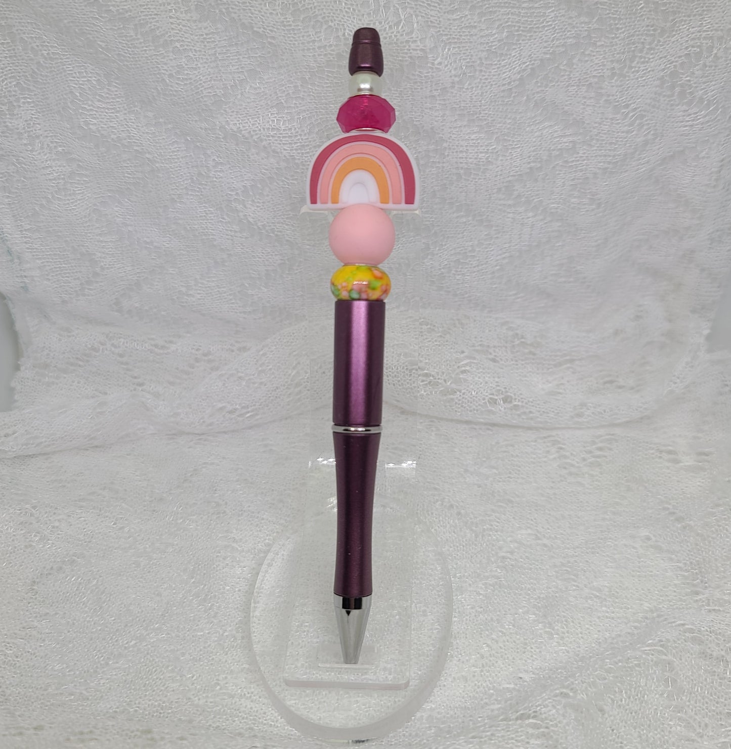 Purple & Pink Beaded Pen