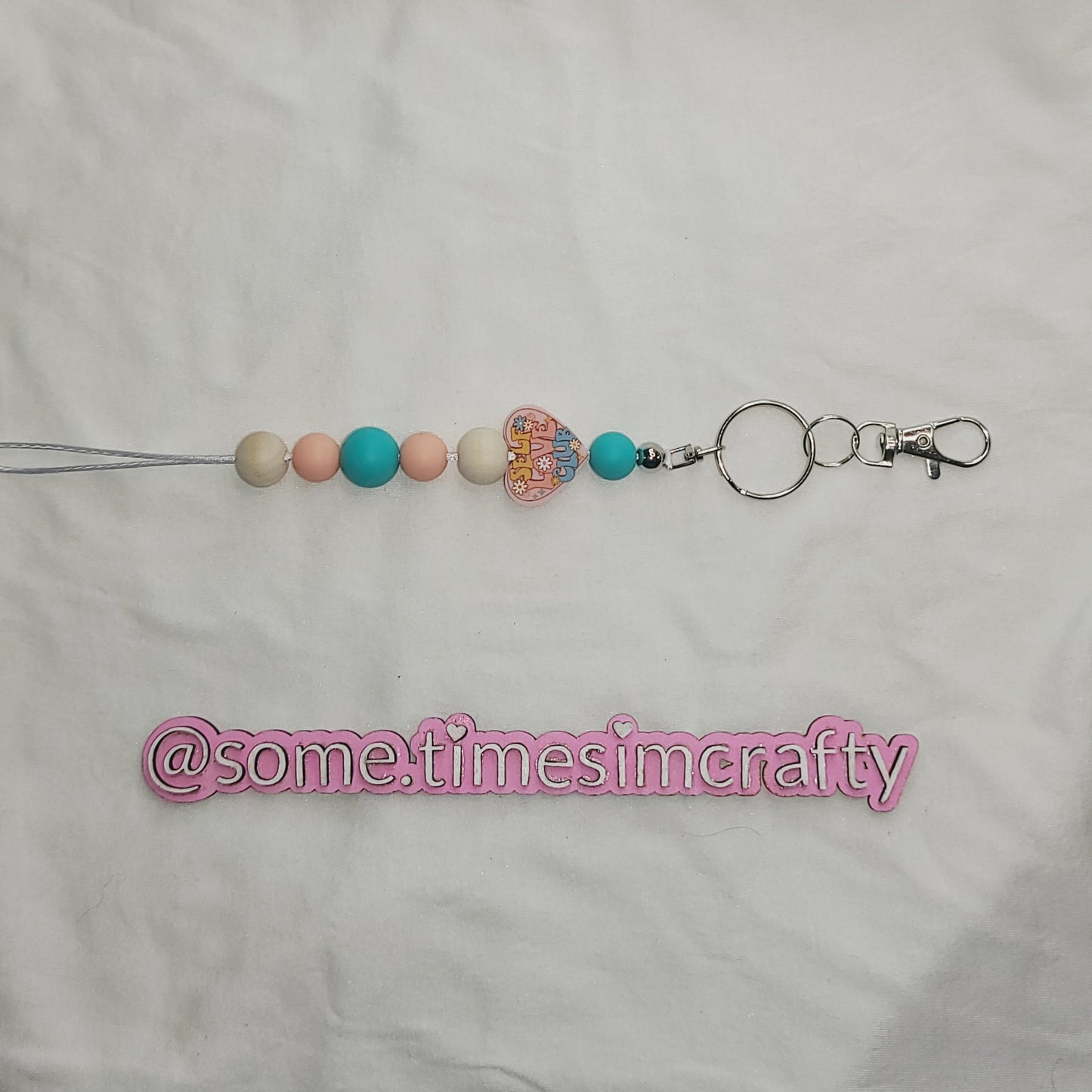 Self Love Club Beaded Lanyard Keychain