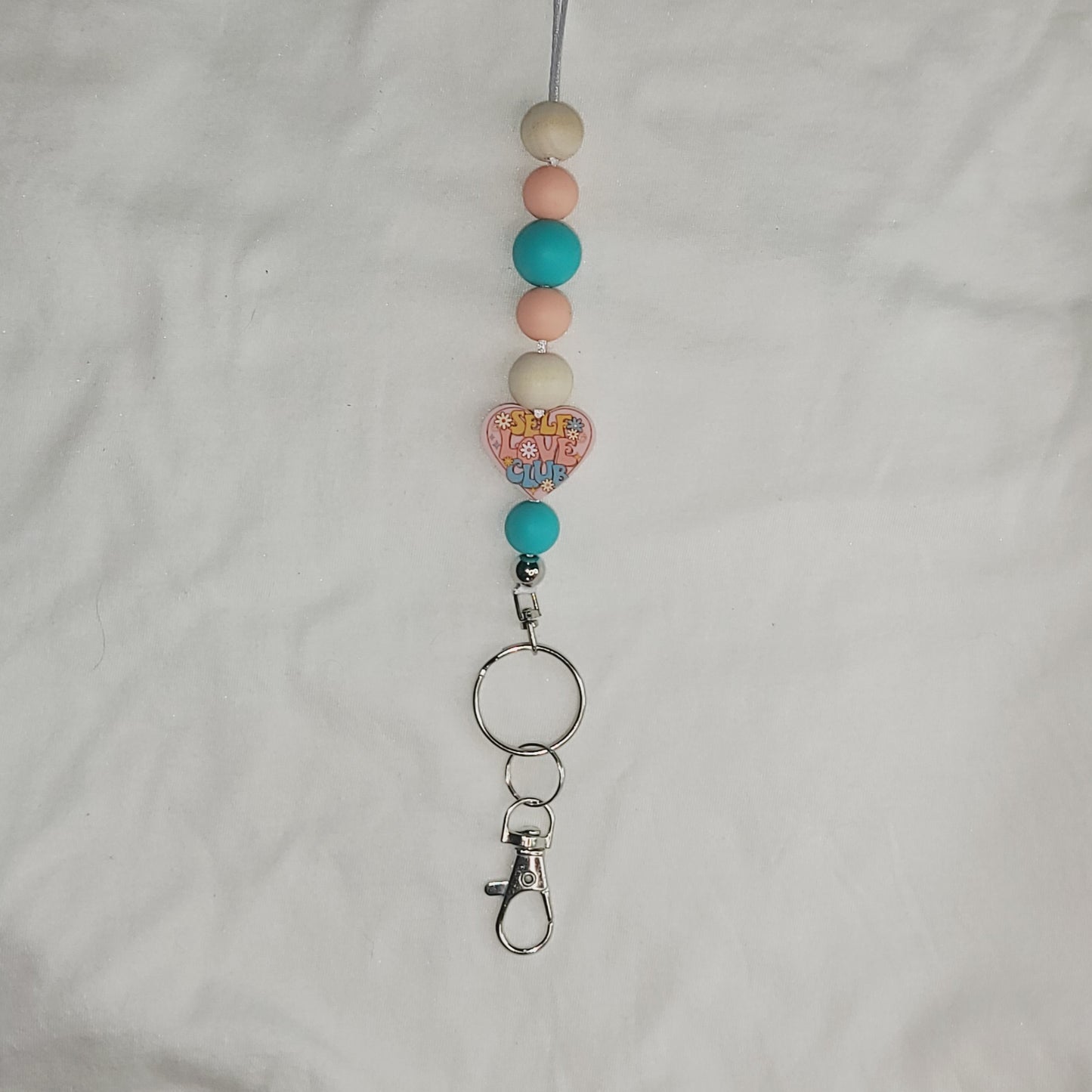 Self Love Club Beaded Lanyard Keychain