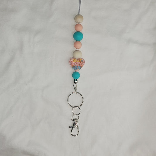 Self Love Club Beaded Lanyard Keychain