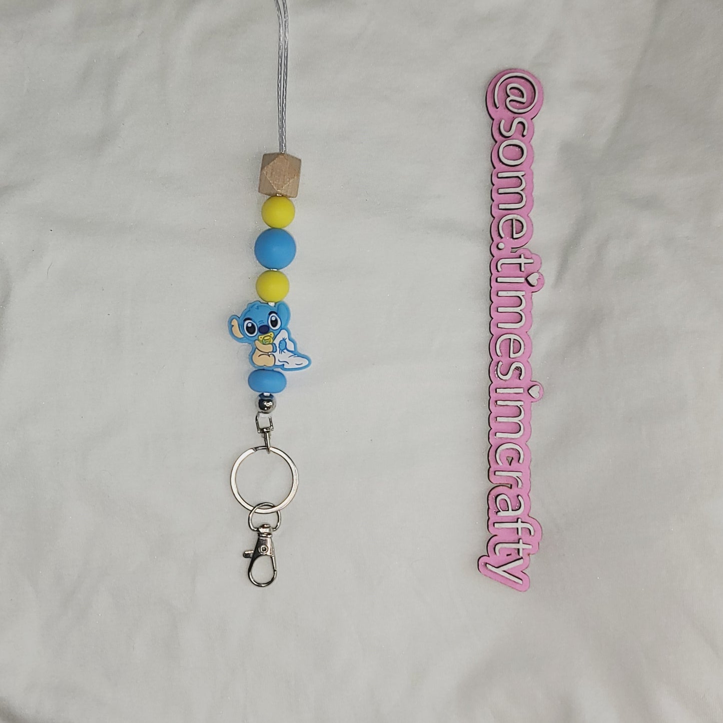 Baby Blue Hawaiian Monster Beaded Lanyards Keychain