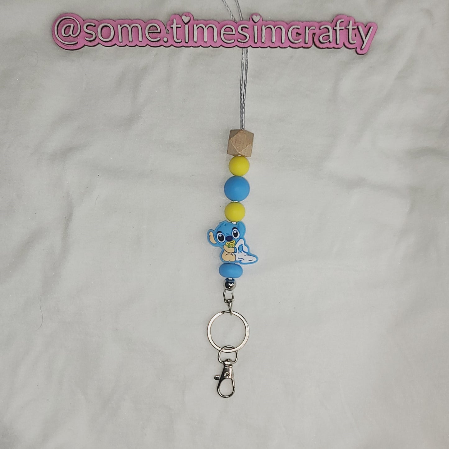 Baby Blue Hawaiian Monster Beaded Lanyards Keychain