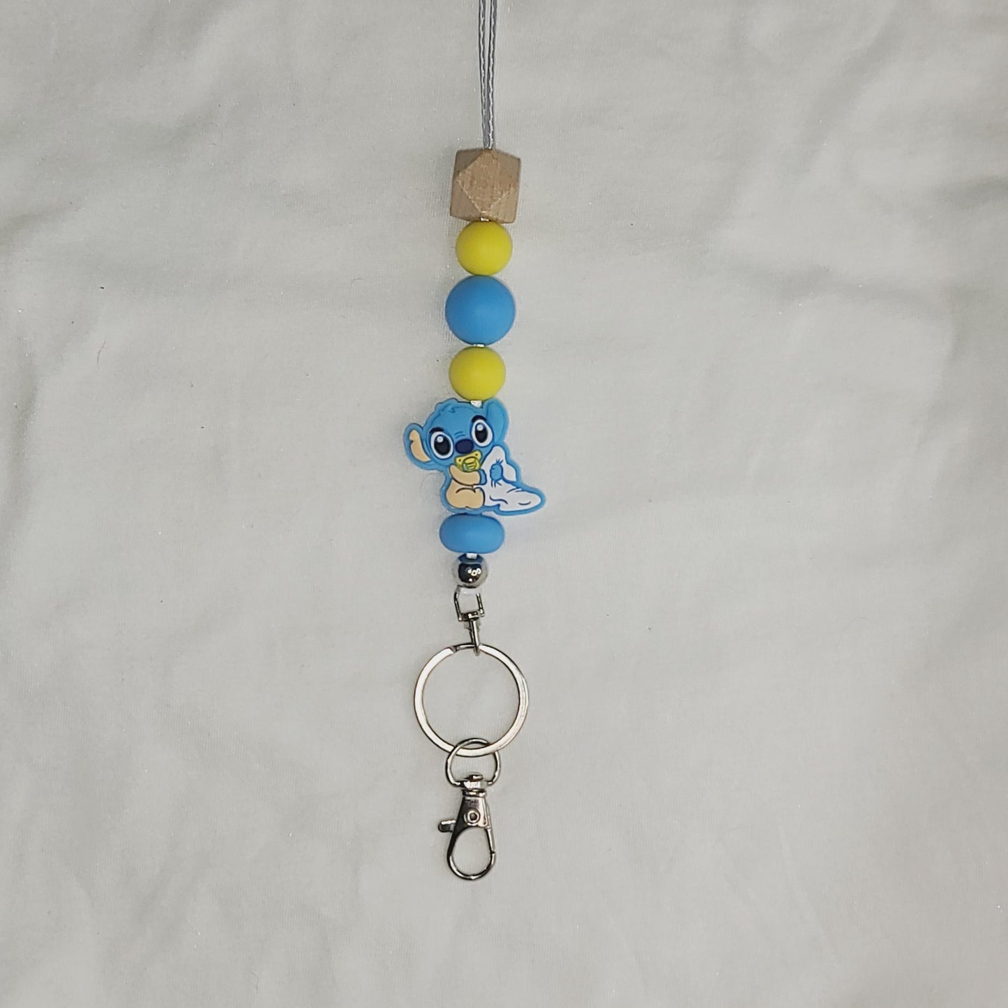 Baby Blue Hawaiian Monster Beaded Lanyards Keychain