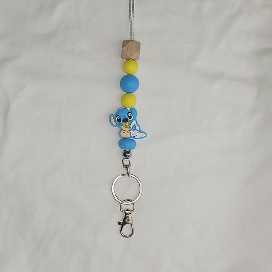 Baby Blue Hawaiian Monster Beaded Lanyards Keychain