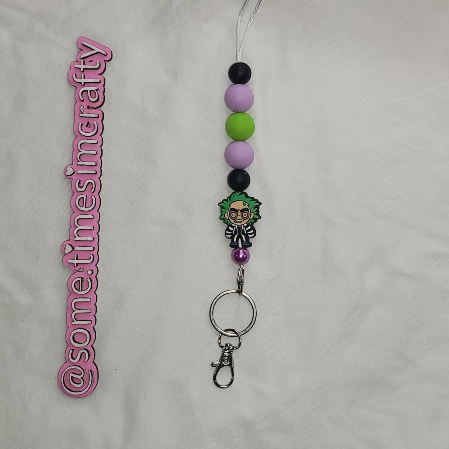 Beetlejuice Beaded Lanyard Keychain