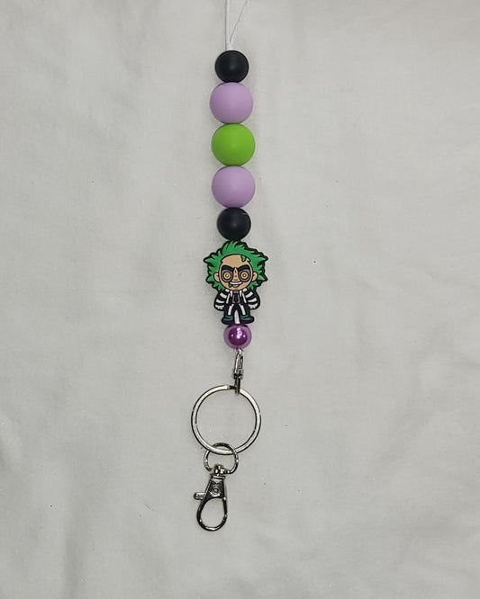 Beetlejuice Beaded Lanyard Keychain