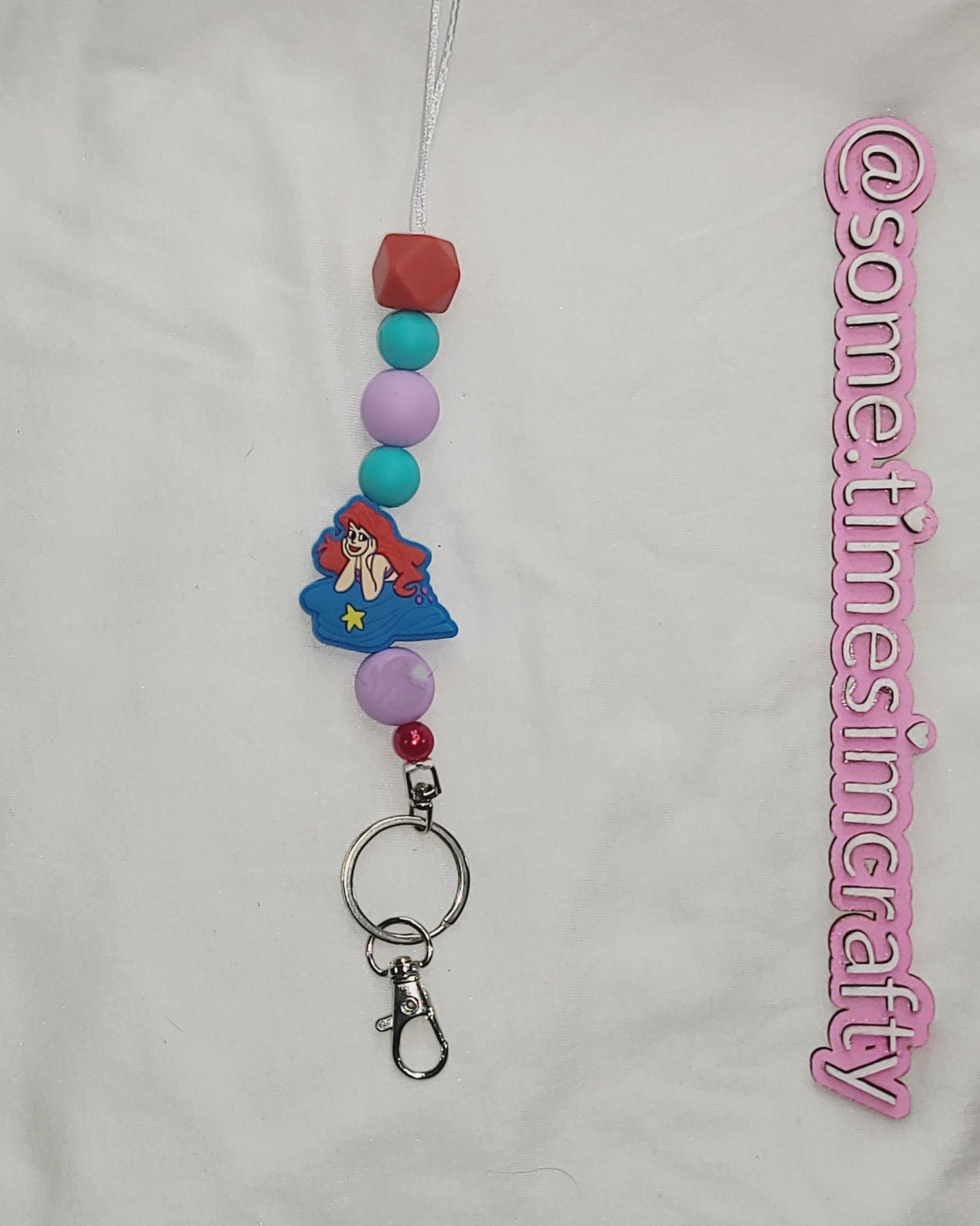 Mermaid Silicone Beaded Lanyard Keychain