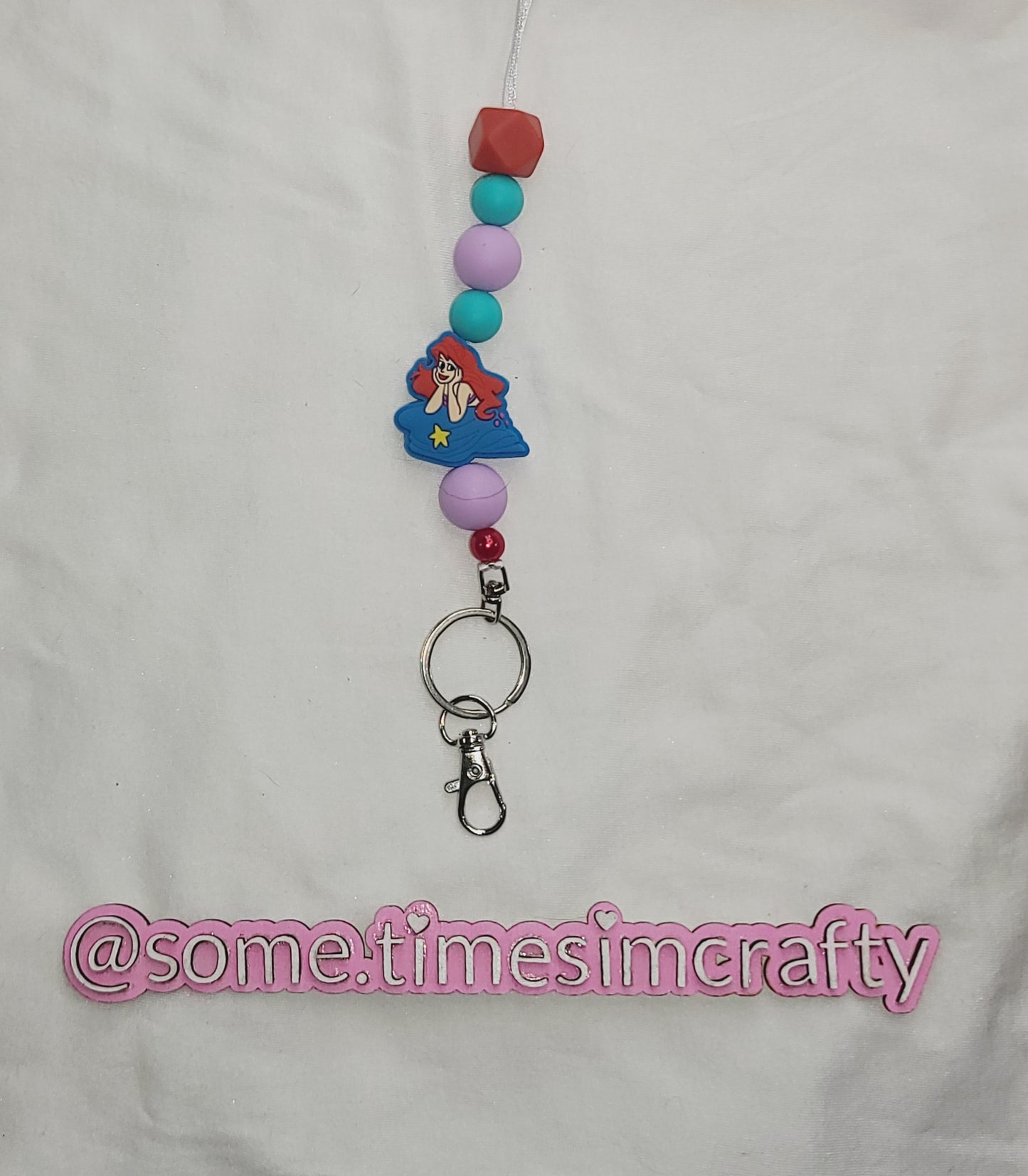 Mermaid Silicone Beaded Lanyard Keychain