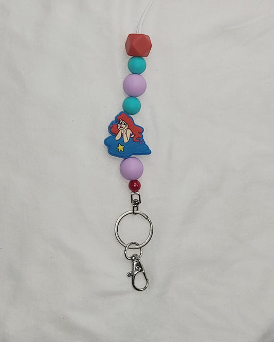 Mermaid Silicone Beaded Lanyard Keychain