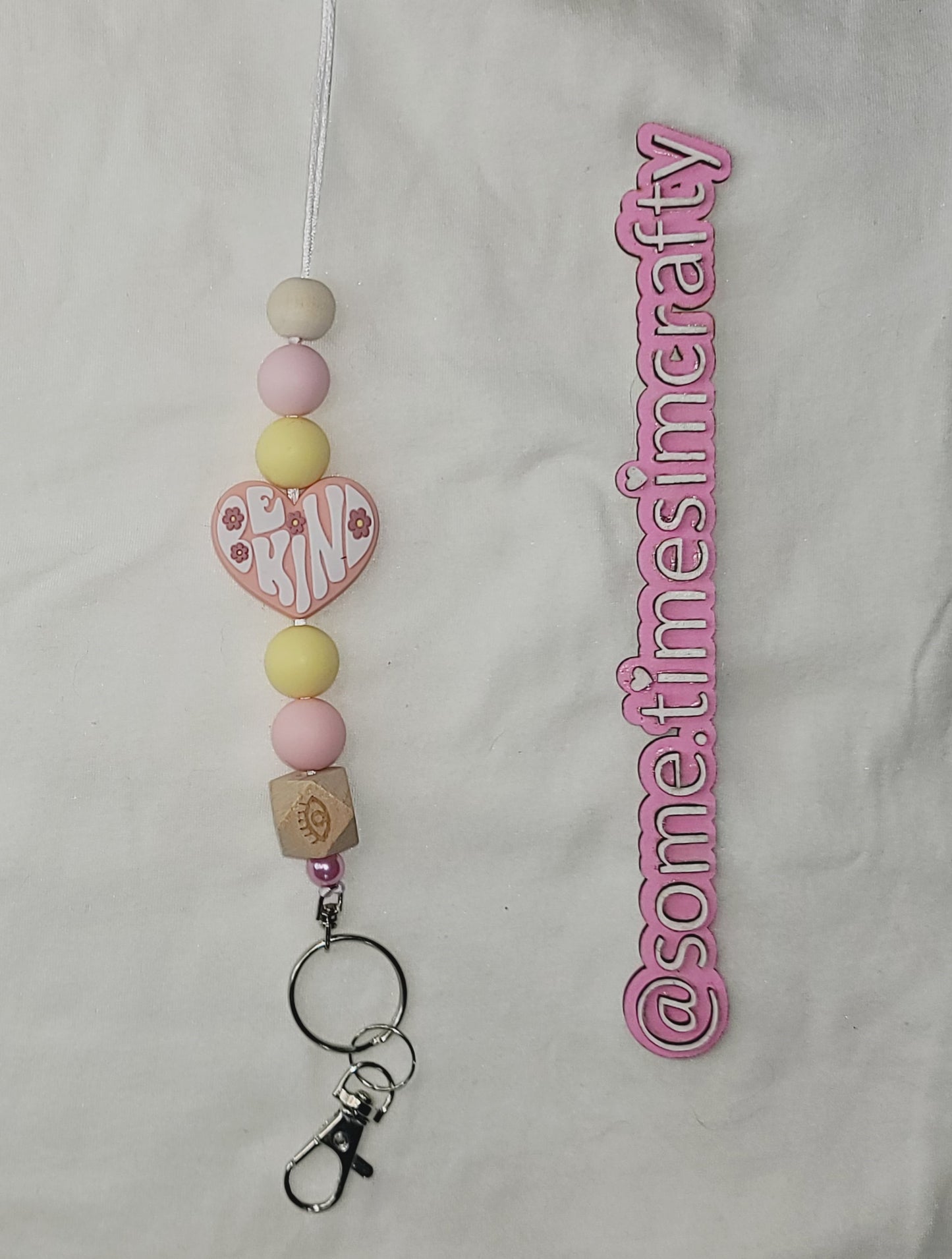 Be Kind Heart Silicone Beaded Lanyard Keychain