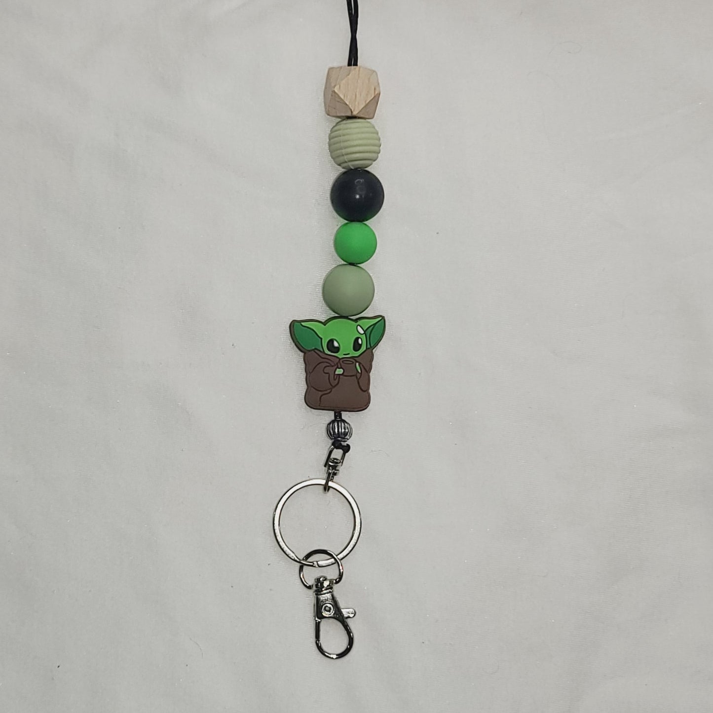 Baby Yoda Beaded Lanyard Keychain