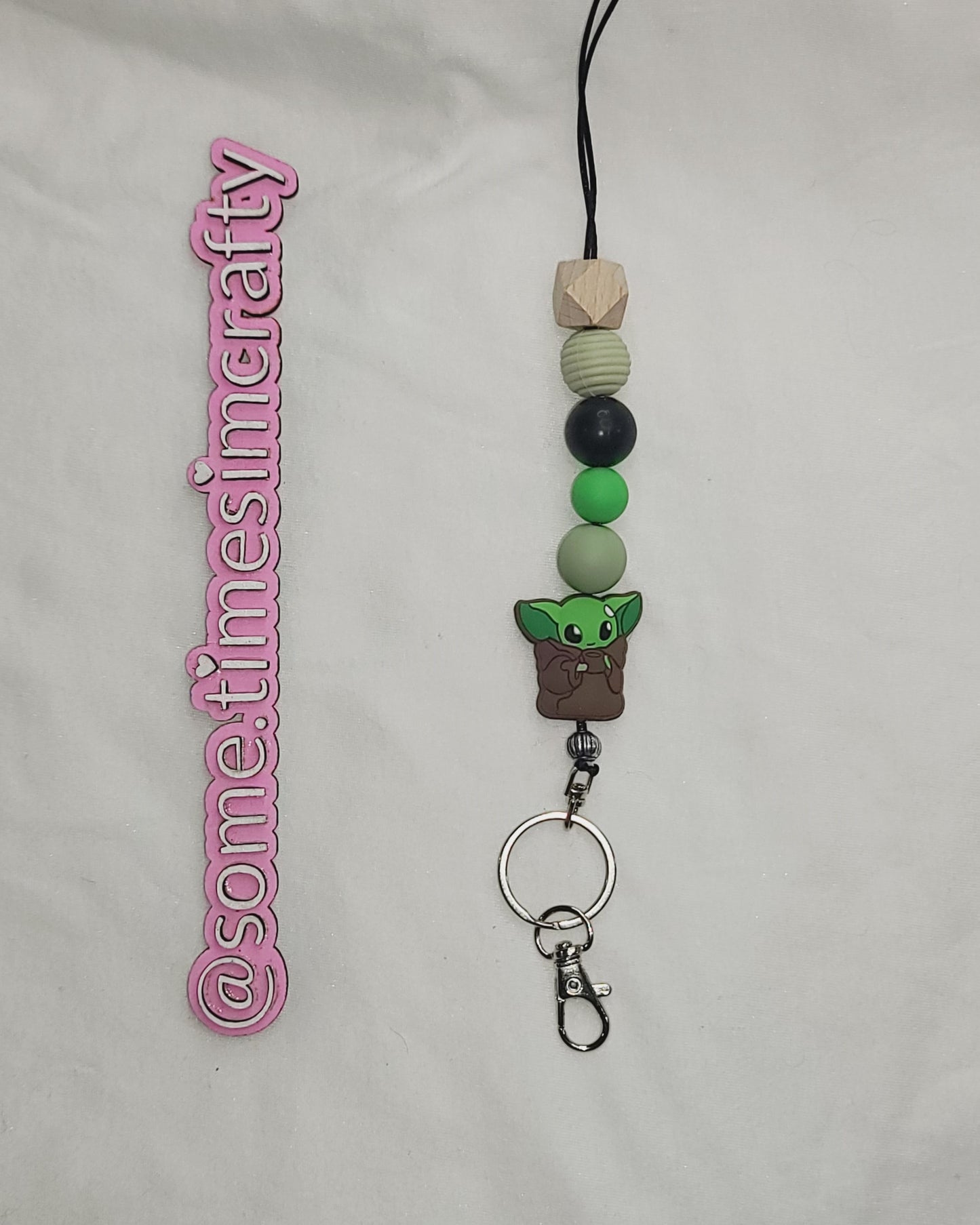 Baby Yoda Beaded Lanyard Keychain