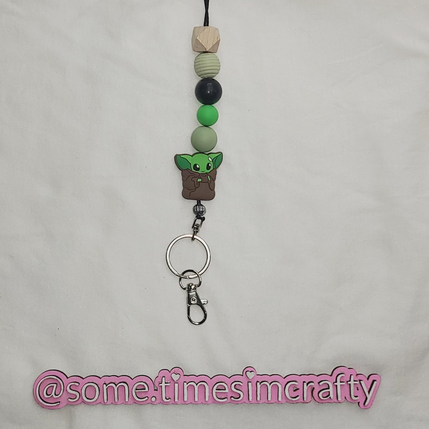 Baby Yoda Beaded Lanyard Keychain