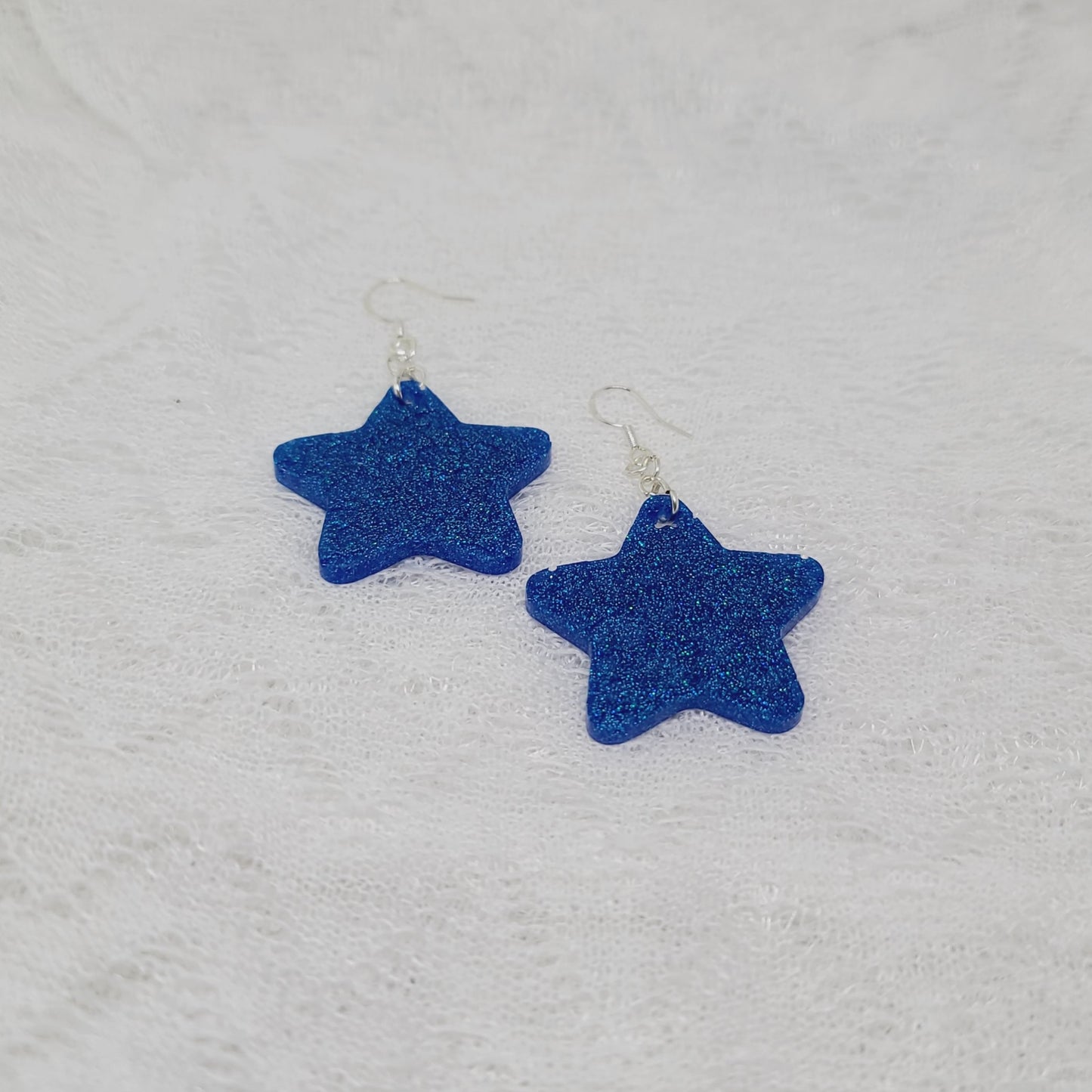 Blue Leopard Print Star Dangle Earrings