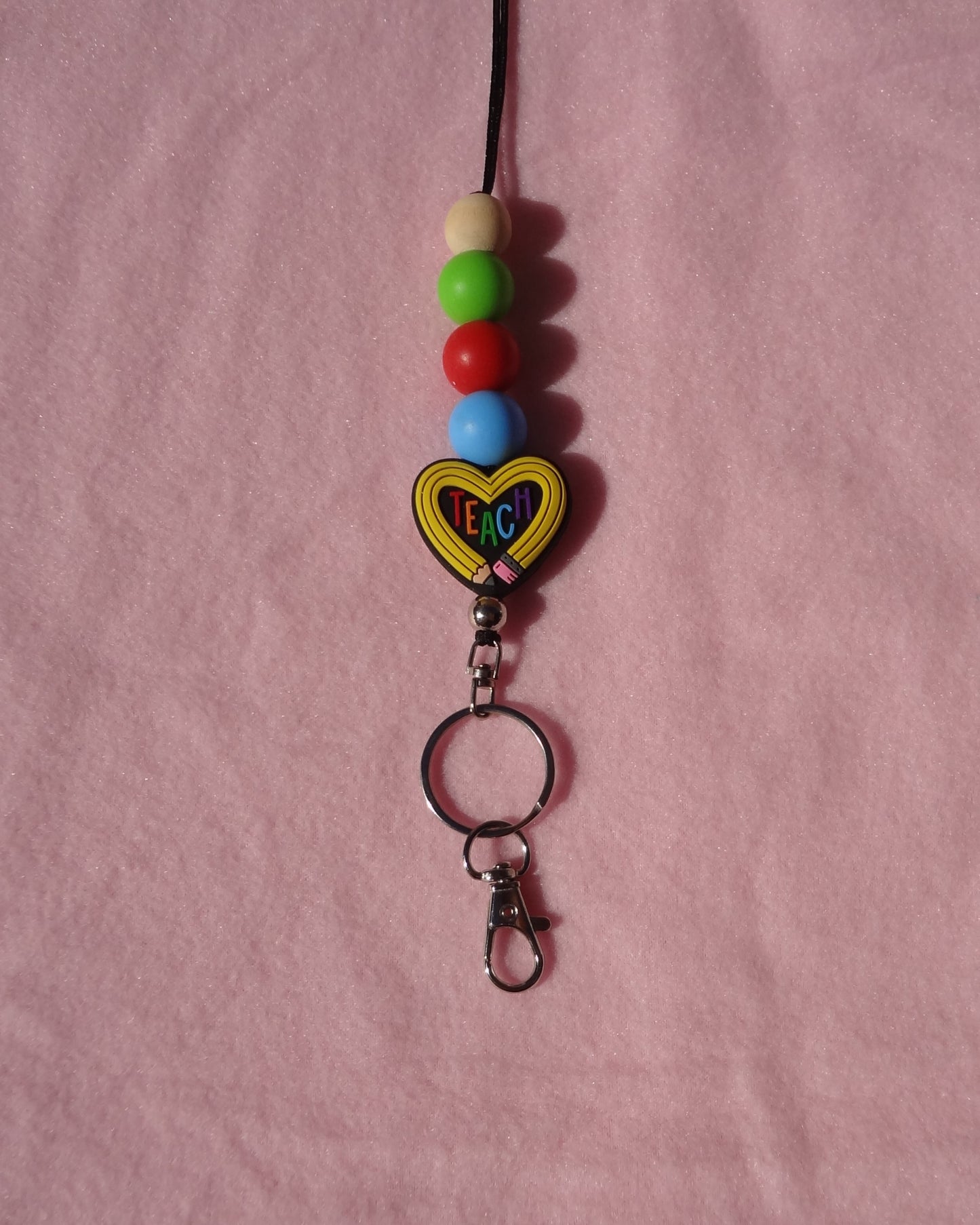 Techer Pencil Heart Beaded Lanyard