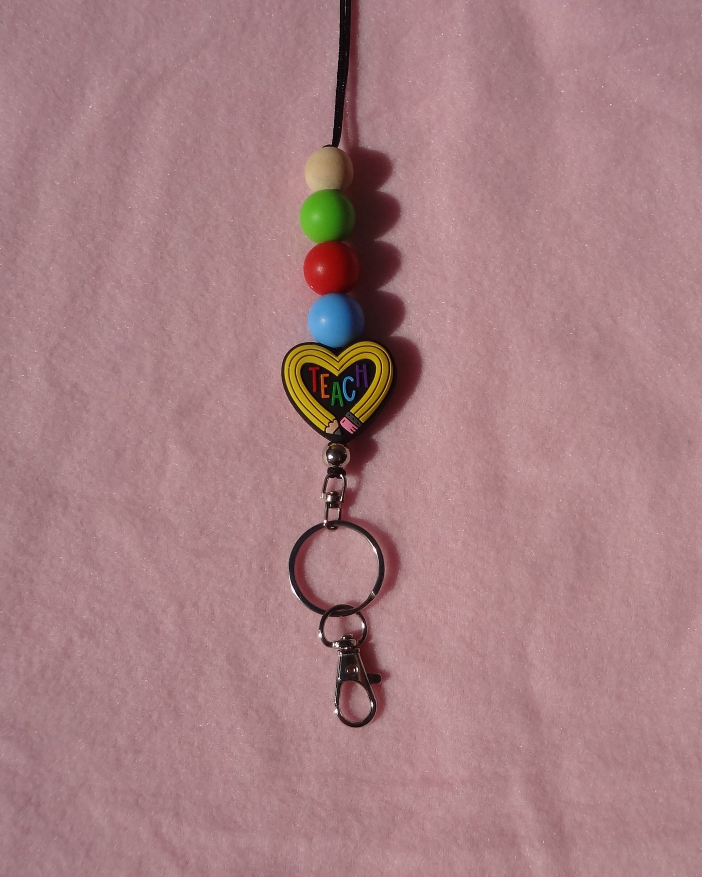 Techer Pencil Heart Beaded Lanyard