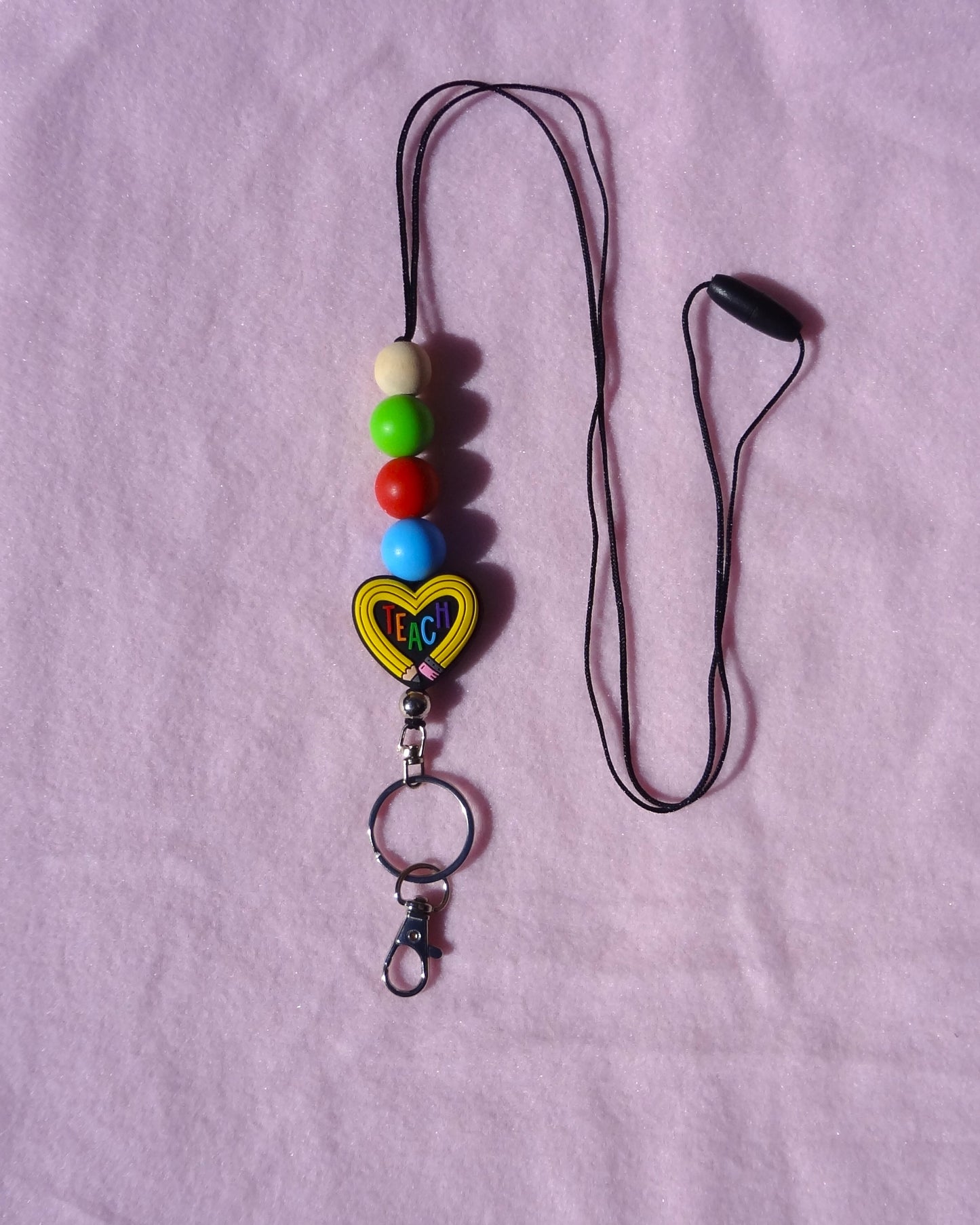 Techer Pencil Heart Beaded Lanyard