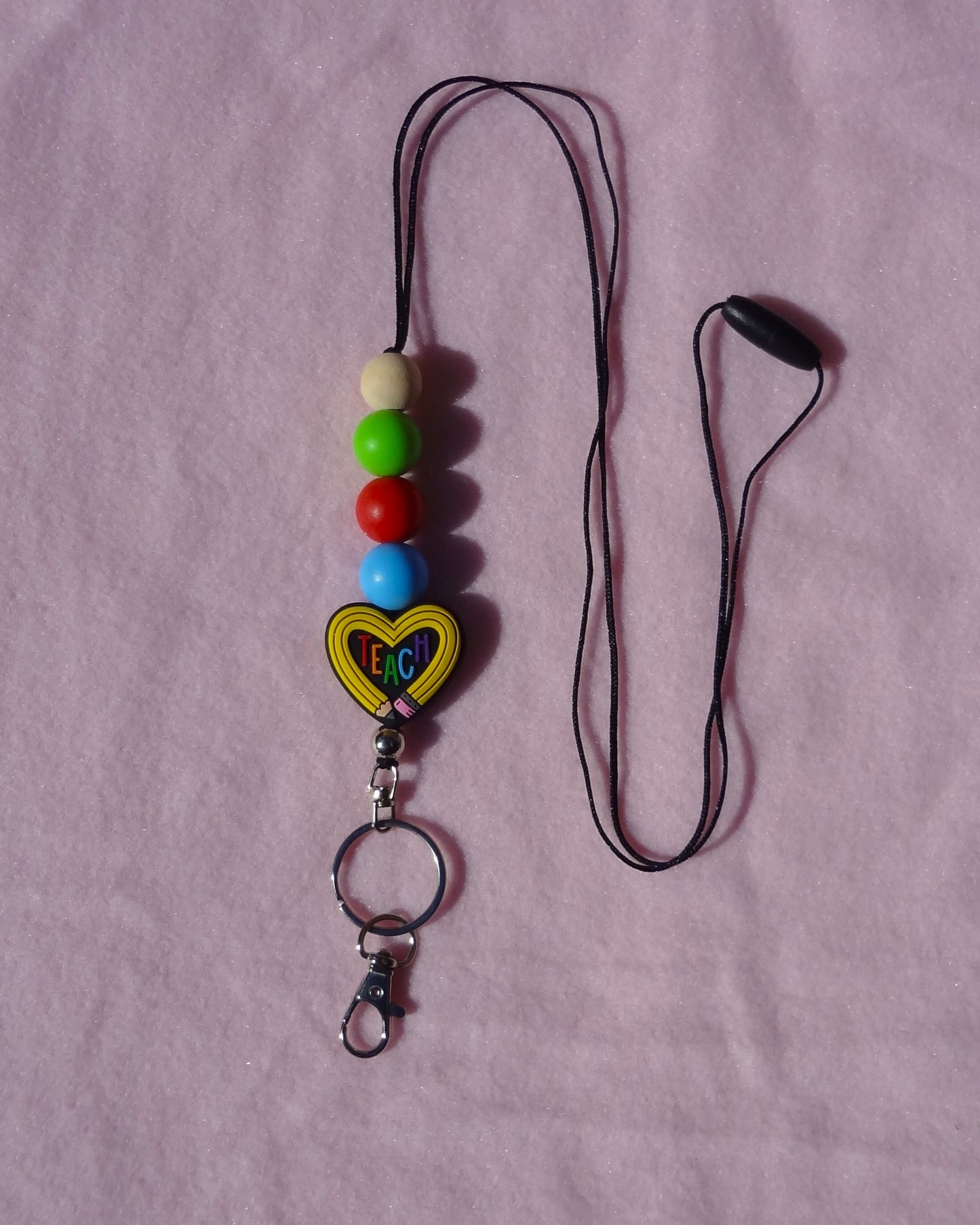 Techer Pencil Heart Beaded Lanyard