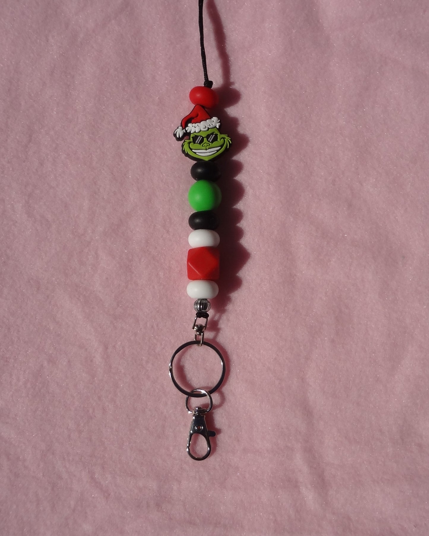 Grinch in Glasses Silicone Beaded Lanyard