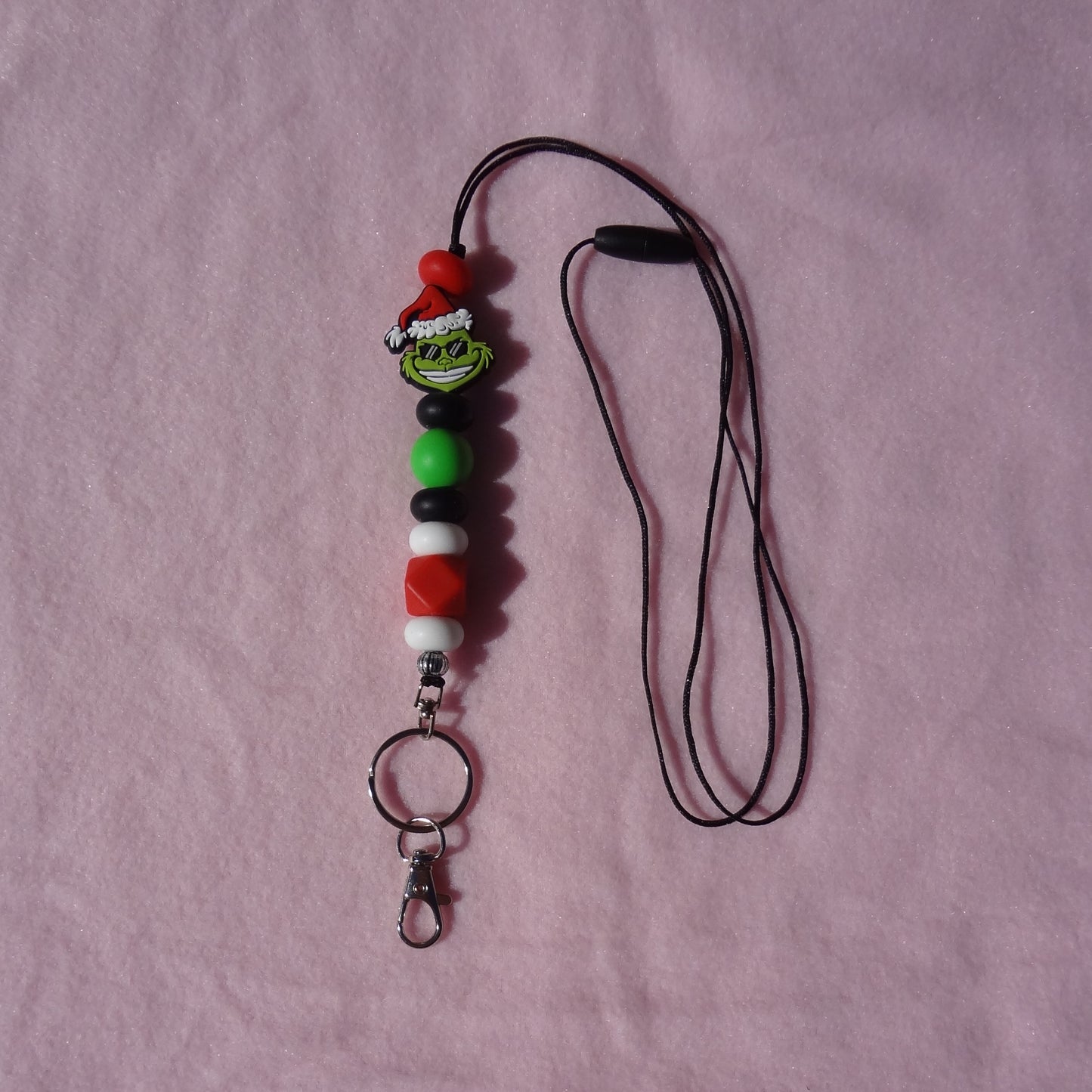 Grinch in Glasses Silicone Beaded Lanyard