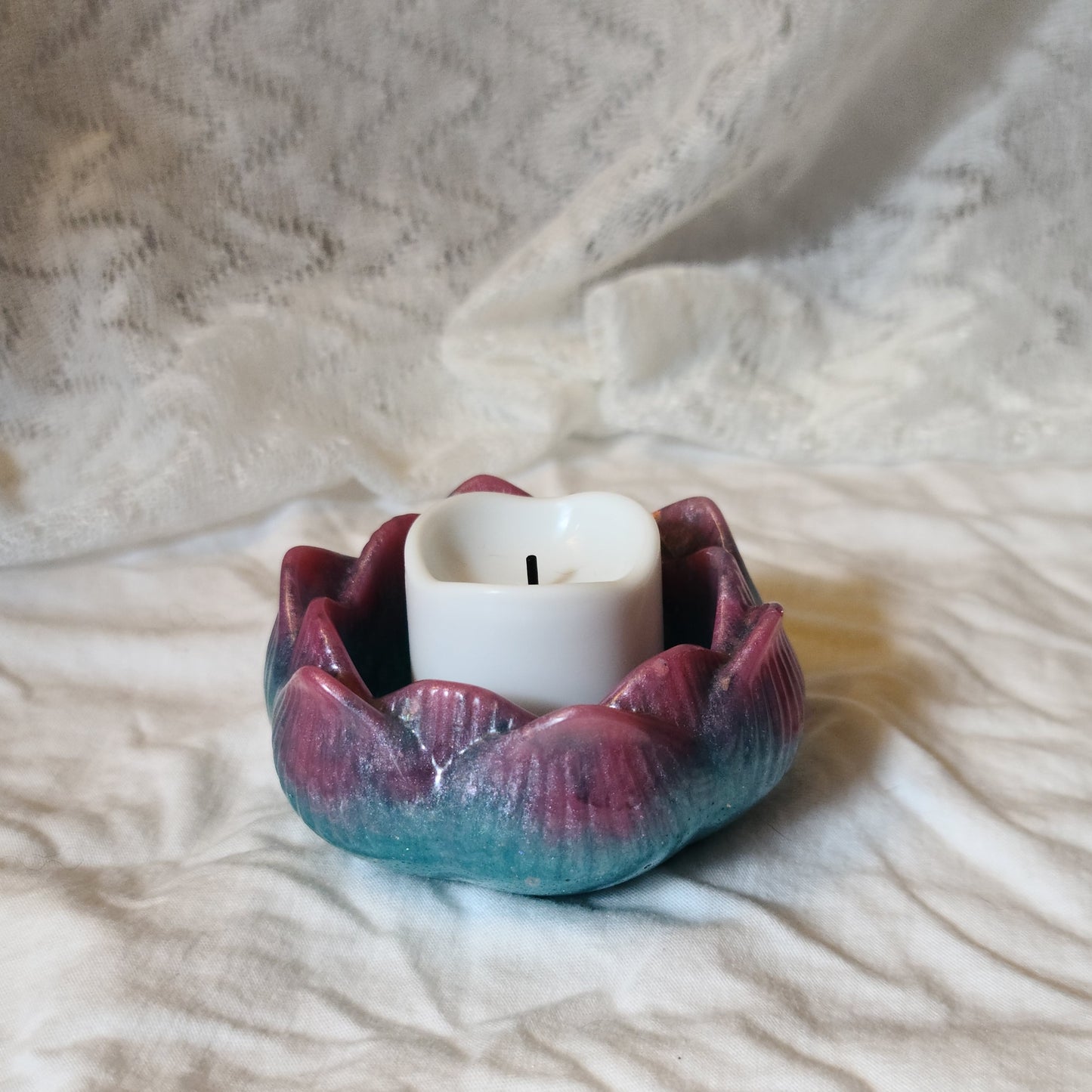 Pink & Blue Flower Candle Holder