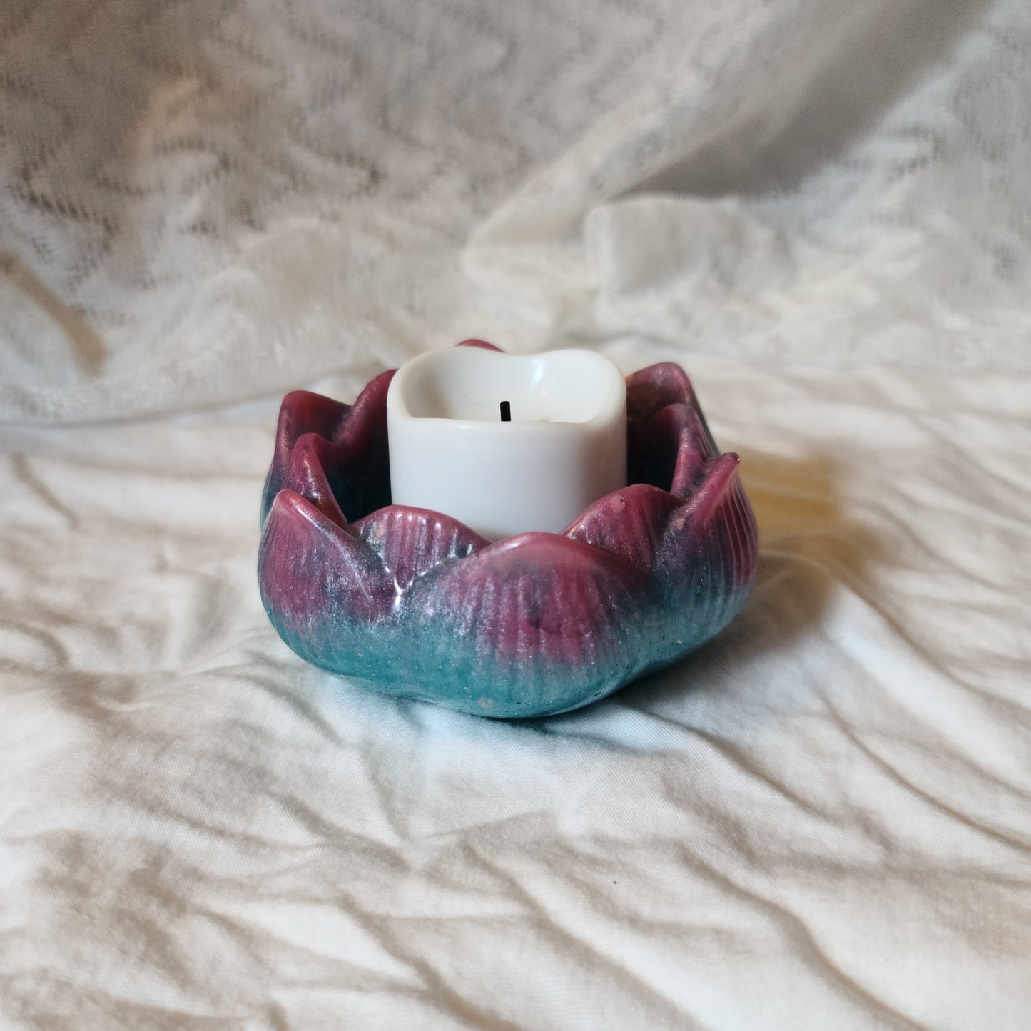 Pink & Blue Flower Candle Holder