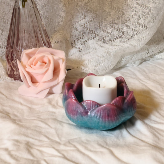 Pink & Blue Flower Candle Holder