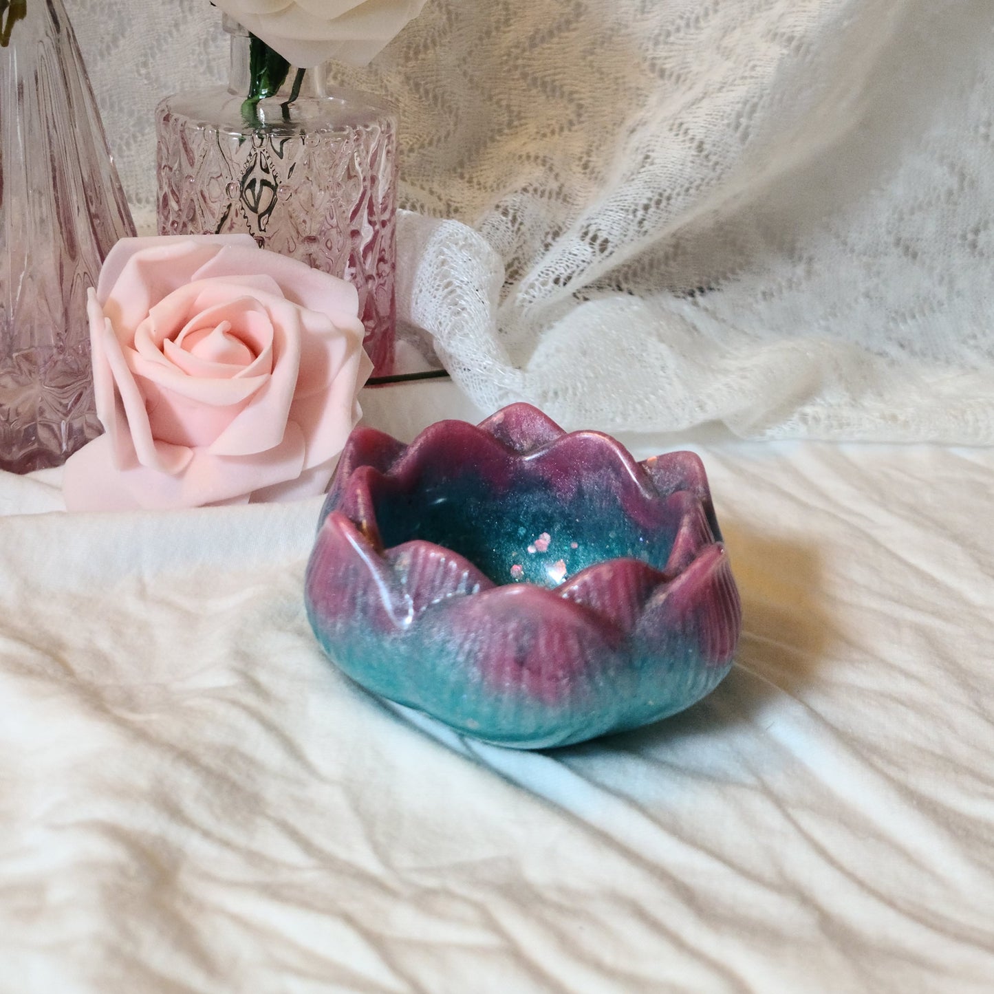 Pink & Blue Flower Candle Holder